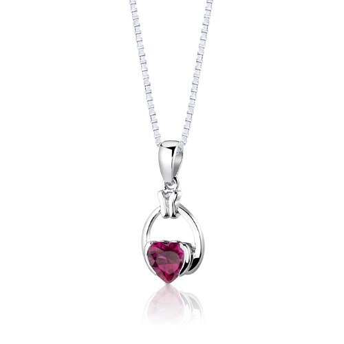 Ruby Pendant Earrings Set Sterling Silver Heart Shape 2.25 cts