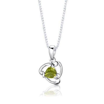 Peridot Pendant Earrings Set Sterling Silver Trillion 2.5 cts