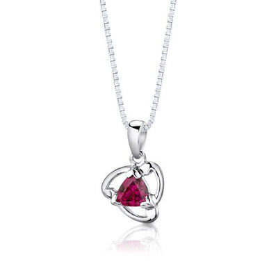 Ruby Pendant Earrings Set Sterling Silver Trillion 2.75 Carats