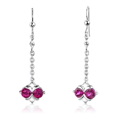 Ruby Pendant Earrings Set Sterling Silver Round Shape 4 Carats