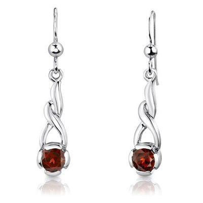 Garnet Pendant Earrings Set Sterling Silver Round 2.25 Carats