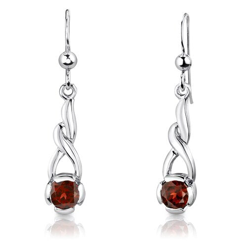 Garnet Pendant Earrings Set Sterling Silver Round 2.25 Carats