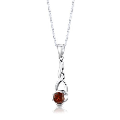 Garnet Pendant Earrings Set Sterling Silver Round 2.25 Carats