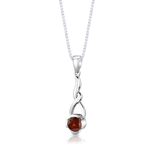 Garnet Pendant Earrings Set Sterling Silver Round 2.25 Carats