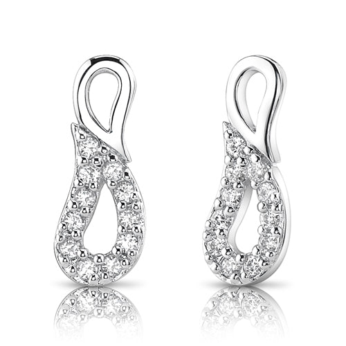 Sterling Silver Pendant Earrings Set with Cubic Zirconia