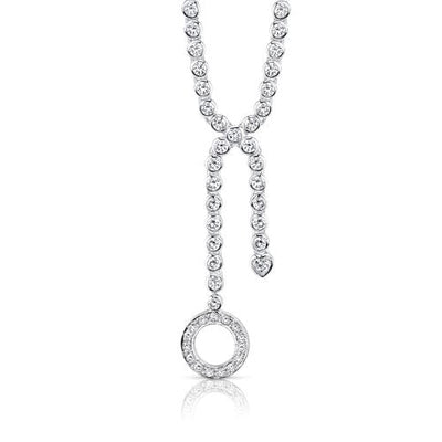 Cubic Zirconia Lariat Pendant Earrings Set Sterling Silver Round Shape 2 carats