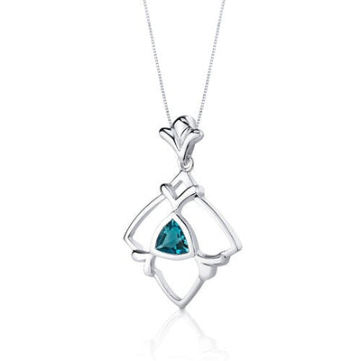 Swiss Blue Topaz Pendant Earrings Set Sterling Silver Trillion