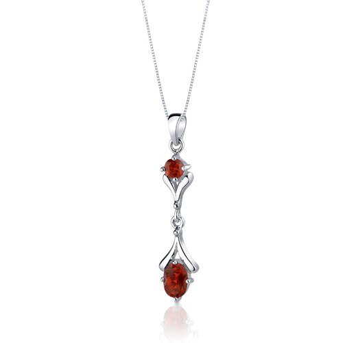 Garnet Pendant Earrings Set Sterling Silver Oval Shape 2.75 cts