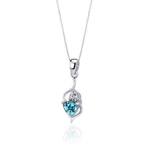 Swiss Blue Topaz Pendant Earrings Set Sterling Silver Trillion