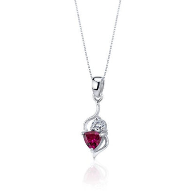 Ruby Pendant Earrings Set Sterling Silver Trillion 2.25 Carats