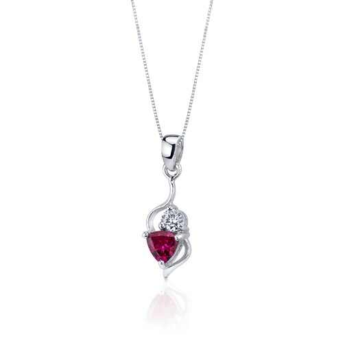 Ruby Pendant Earrings Set Sterling Silver Trillion 2.25 Carats