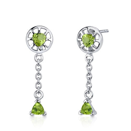 Peridot Pendant Earrings Set Sterling Silver Heart Shape 2 cts