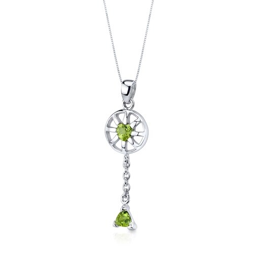 Peridot Pendant Earrings Set Sterling Silver Heart Shape 2 cts