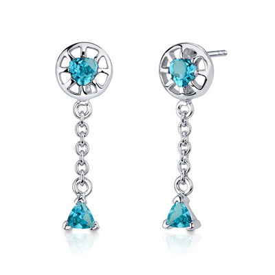 Swiss Blue Topaz Pendant Earrings Set Sterling Silver