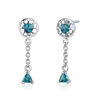 London Blue Topaz Pendant Earrings Set Sterling Silver Heart