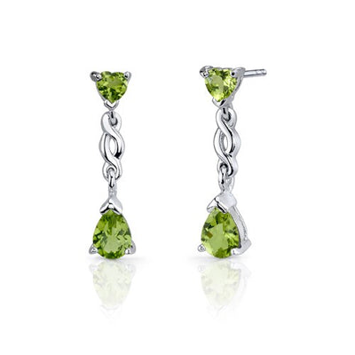 Peridot Pendant Earrings Set Sterling Silver Pear 3.25 Carats