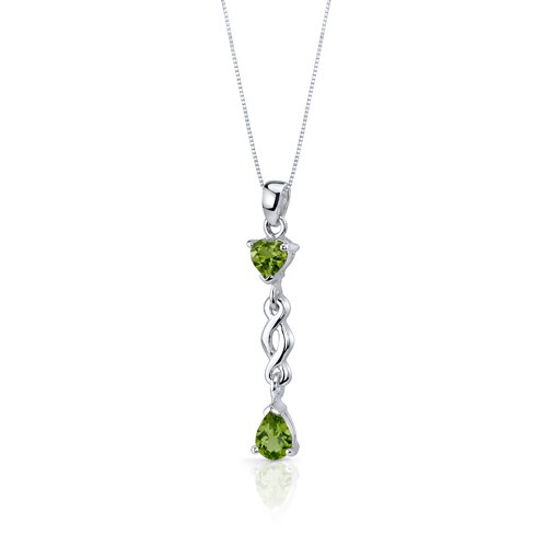 Peridot Pendant Earrings Set Sterling Silver Pear 3.25 Carats