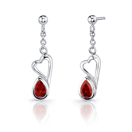 Garnet Pendant Earrings Set Sterling Silver Pear Shape 2 Carats