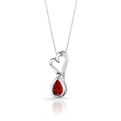 Garnet Pendant Earrings Set Sterling Silver Pear Shape 2 Carats