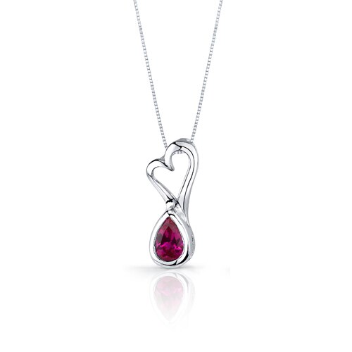 Ruby Pendant Earrings Set Sterling Silver Pear Shape 2 Carats