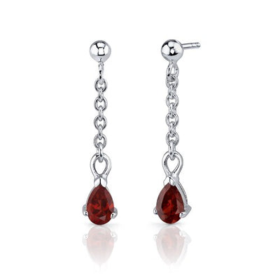 Garnet Pendant Earrings Set Sterling Silver Pear Shape 2 Carats