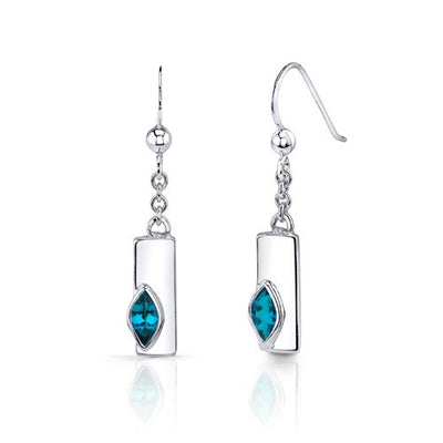 London Blue Topaz Pendant Earrings Set Sterling Silver Marquise