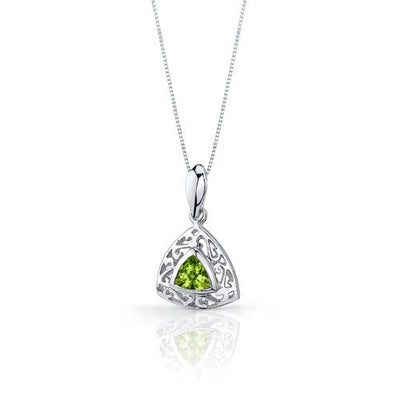 Peridot Pendant Earrings Set Sterling Silver Trillion 1.5 cts