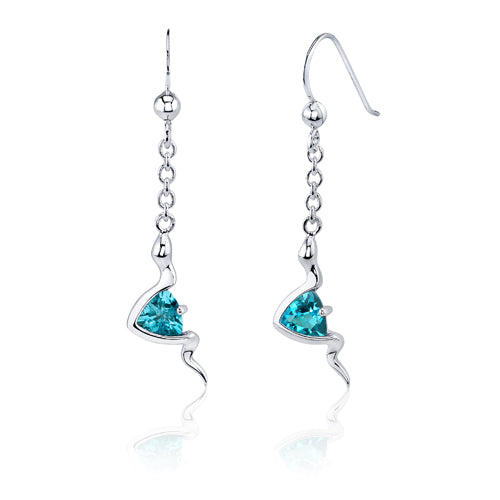 Swiss Blue Topaz Pendant Earrings Set Sterling Silver