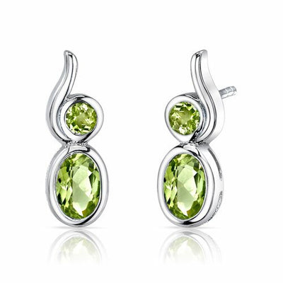 Peridot Pendant Earrings Set Sterling Silver oval Shape 2.5 cts