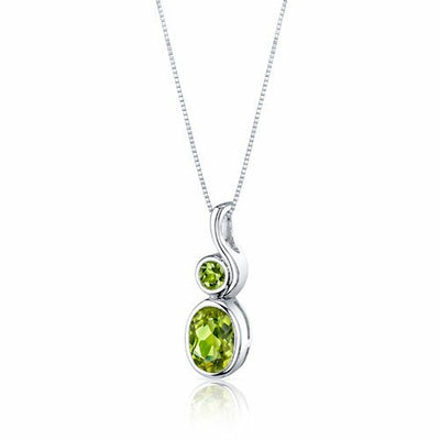 Peridot Pendant Earrings Set Sterling Silver oval Shape 2.5 cts