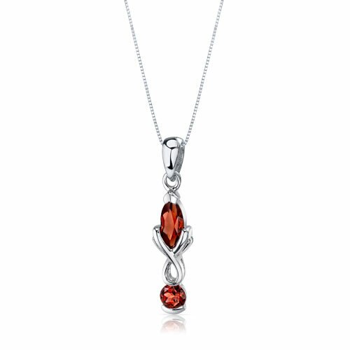 Garnet Pendant Earrings Set Sterling Silver marquise 3 Carats