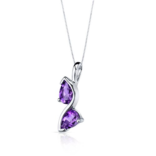 Amethyst Pendant Earrings Set Sterling Silver pear 1.5 Carats