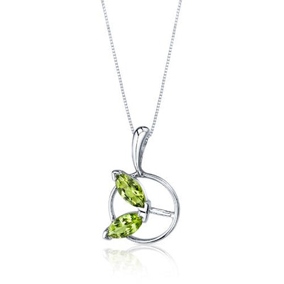 Peridot Pendant Earrings Set Sterling Silver marquise 3 Carats