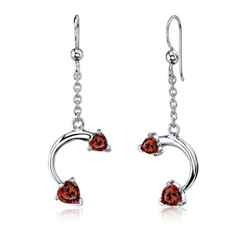 Garnet Pendant Earrings Set Sterling Silver Heart 2.25 Carats