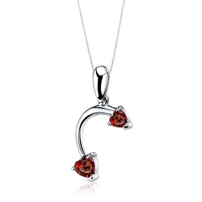 Garnet Pendant Earrings Set Sterling Silver Heart 2.25 Carats