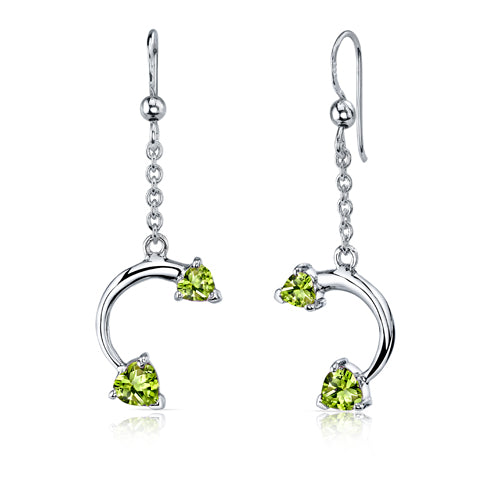 Peridot Pendant Earrings Set Sterling Silver 2.25 Carats