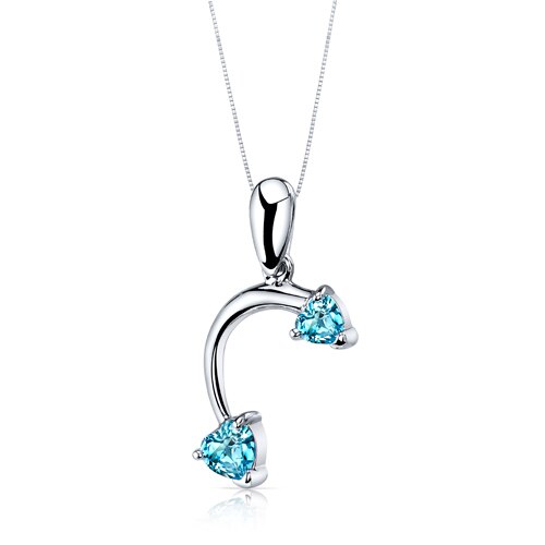 Swiss Blue Topaz Pendant Earrings Set Sterling Silver heart SS3732