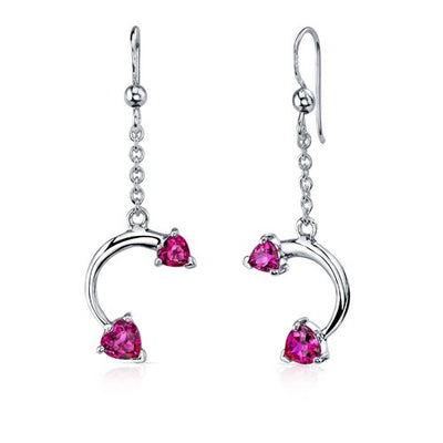 Ruby Pendant Earrings Set Sterling Silver heart Shape 2.25 cts SS3736