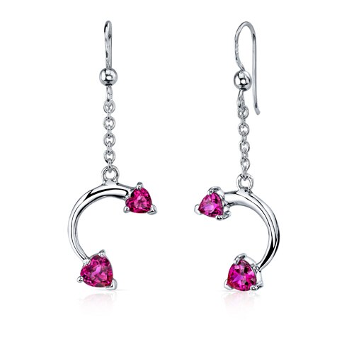 Ruby Pendant Earrings Set Sterling Silver heart Shape 2.25 cts SS3736