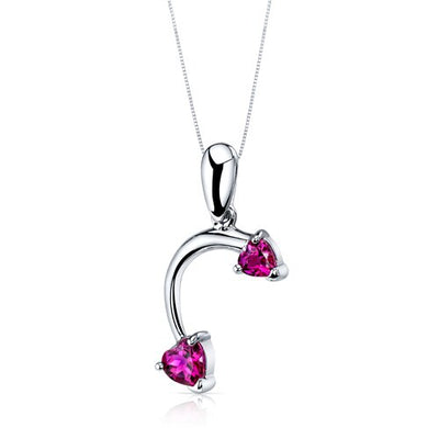 Ruby Pendant Earrings Set Sterling Silver heart Shape 2.25 cts SS3736