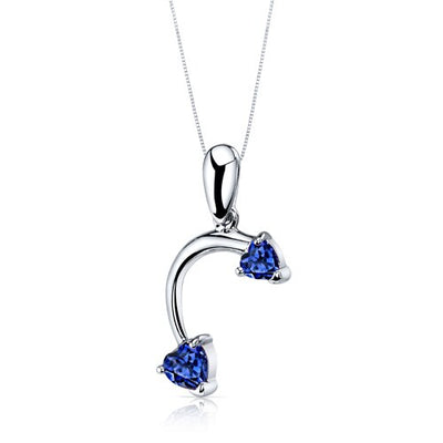 Blue Sapphire Pendant Earrings Set Sterling Silver Heart Shape 2.25 Carats