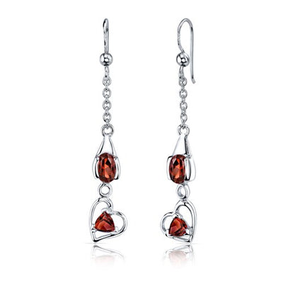 Garnet Pendant Earrings Set Sterling Silver oval Shape 2.25 cts