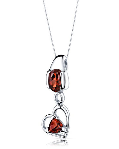 Garnet Pendant Earrings Set Sterling Silver oval Shape 2.25 cts