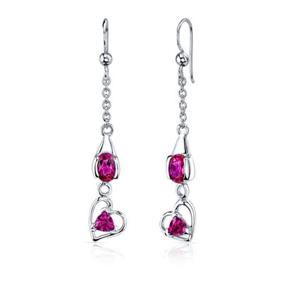 Ruby Pendant Earrings Set Sterling Silver oval Shape 2.25 carat