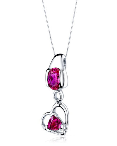 Ruby Pendant Earrings Set Sterling Silver oval Shape 2.25 carat