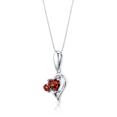 Garnet Pendant Earrings Set Sterling Silver Heart 2.25 Carats