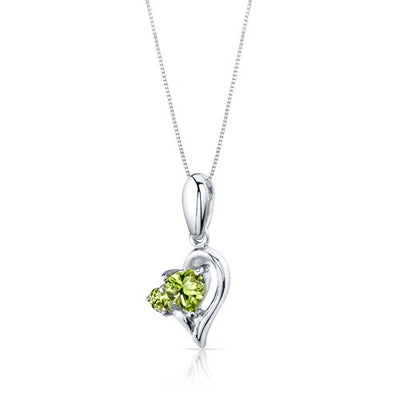 Peridot Pendant Earrings Set Sterling Silver Heart 2.25 Carats