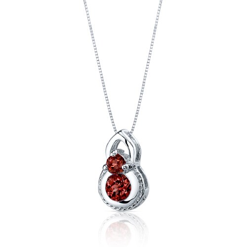 Garnet Pendant Earrings Set Sterling Silver round Shape 1.5 cts