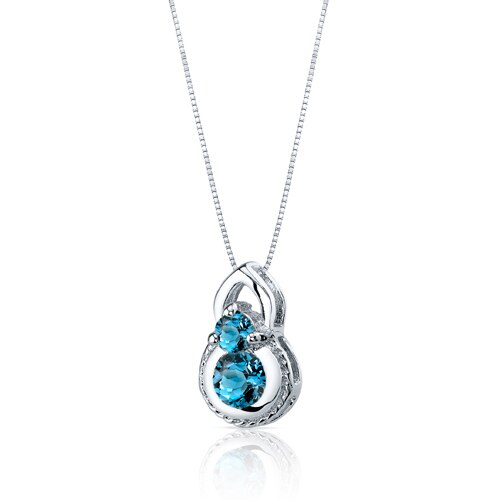 London Blue Topaz Pendant Earrings Set Sterling Silver round