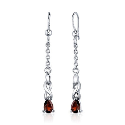 Garnet Pendant Earrings Set Sterling Silver pear Shape 1.75 cts